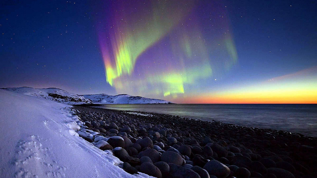 Aurora, Nature, Natural Landscape, Atmosphere, Arctic. Wallpaper in 1280x720 Resolution