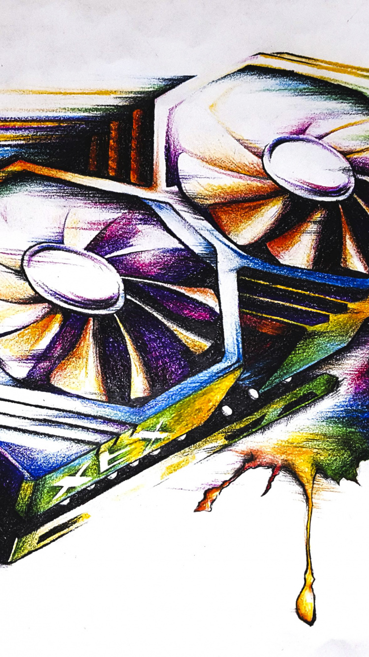 Pintura Abstracta Azul y Verde. Wallpaper in 750x1334 Resolution