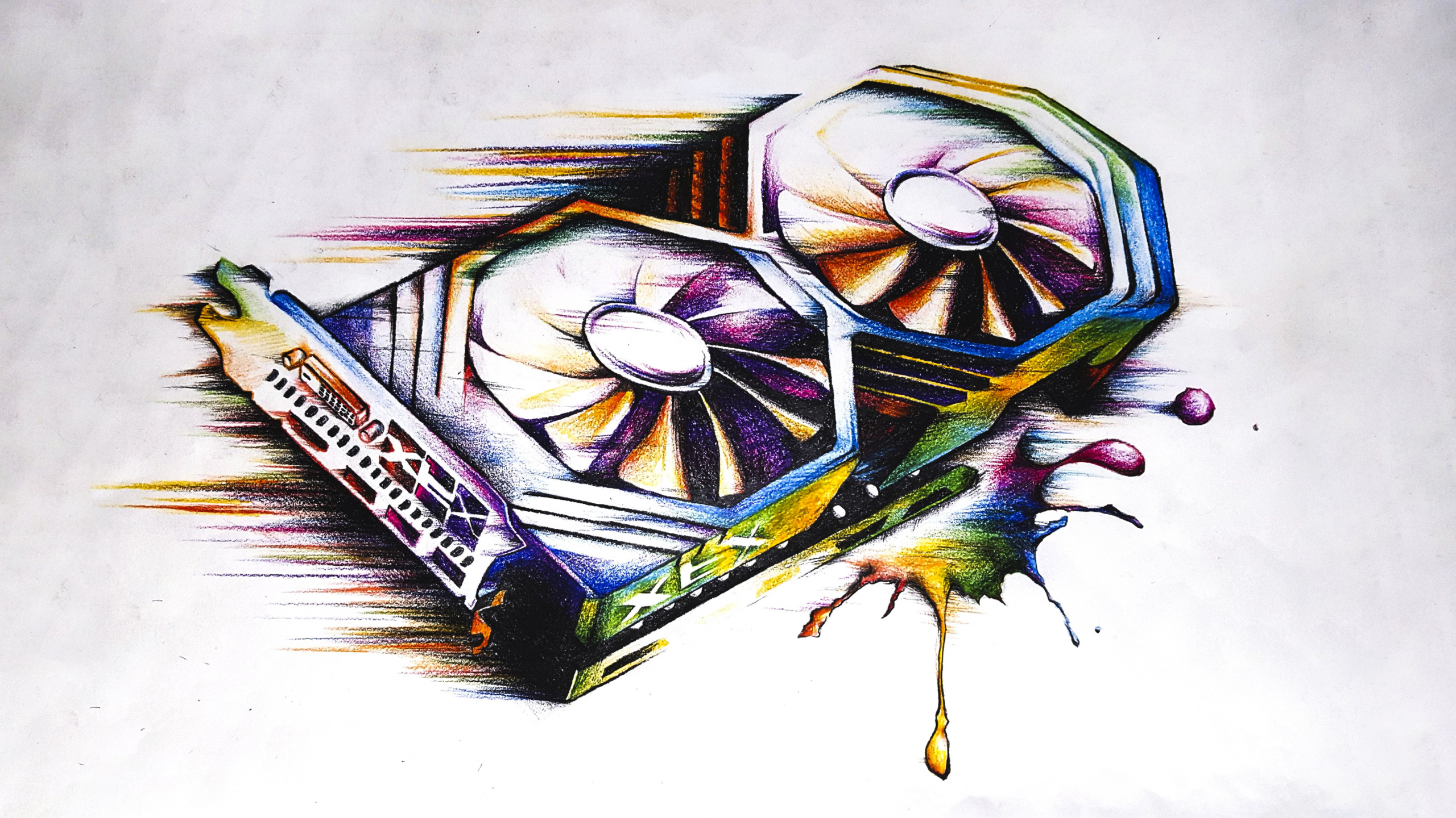 Blaue Und Grüne Abstrakte Malerei. Wallpaper in 2560x1440 Resolution