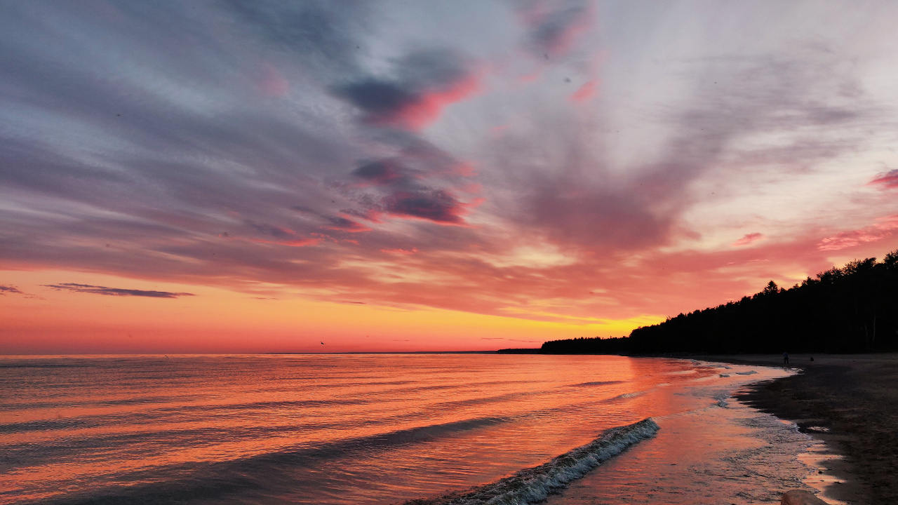 Cuerpo de Agua, Afterglow, Naturaleza, Mar, Puesta. Wallpaper in 1280x720 Resolution