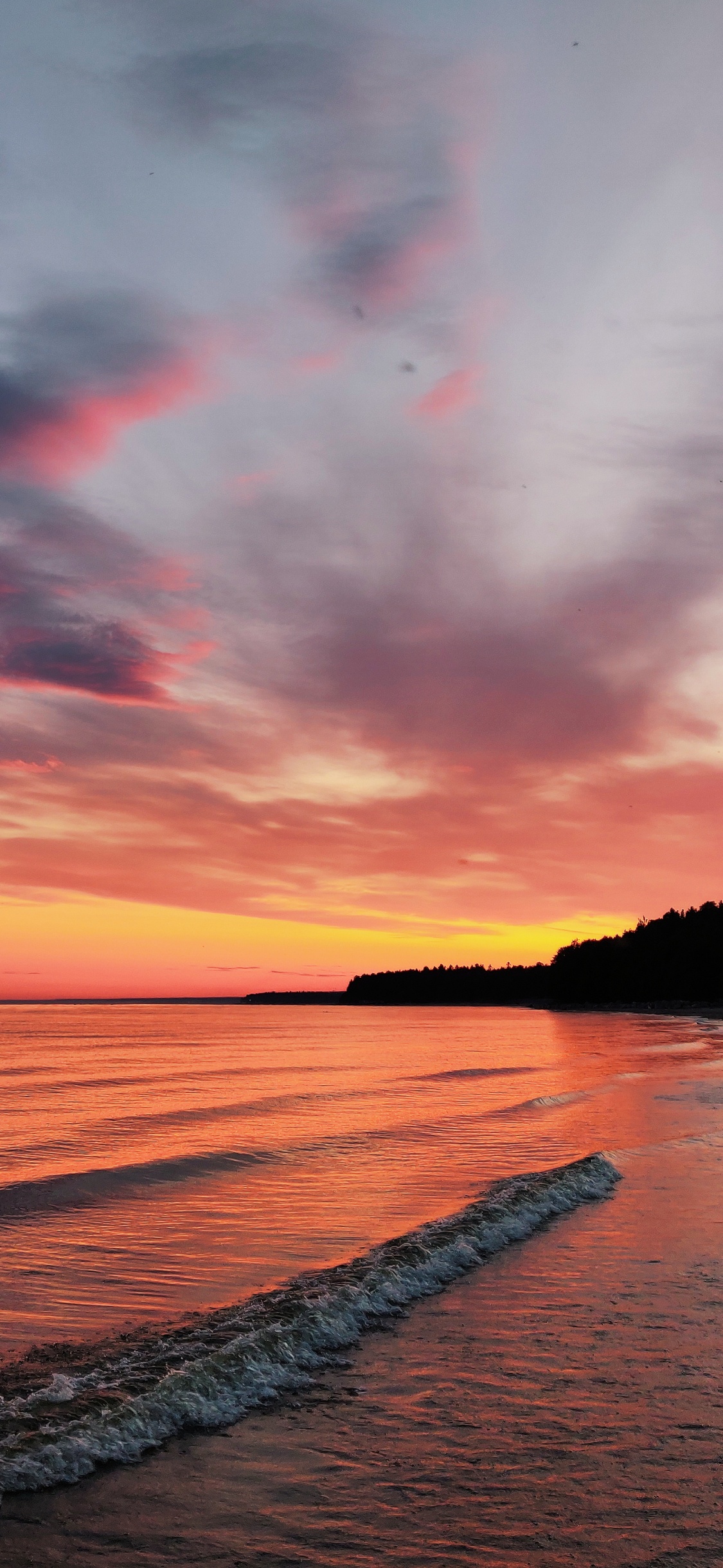 Gewässer, Afterglow, Natur, Horizont, Meer. Wallpaper in 1125x2436 Resolution