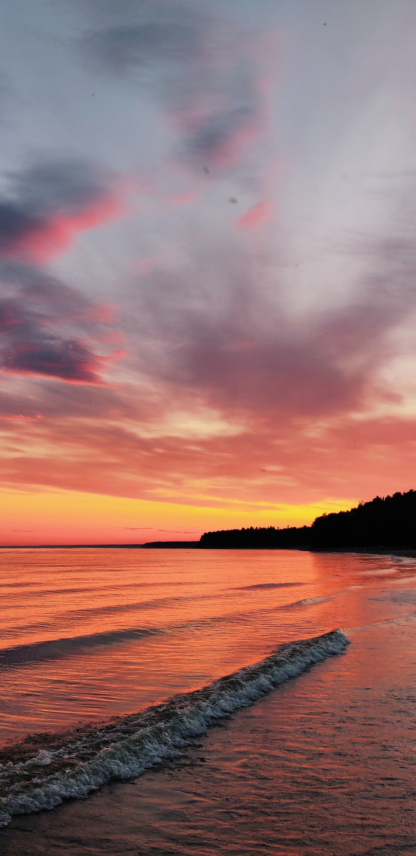 Gewässer, Afterglow, Natur, Horizont, Meer. Wallpaper in 1440x2960 Resolution