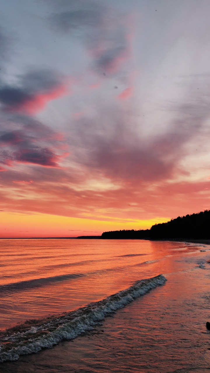 Gewässer, Afterglow, Natur, Horizont, Meer. Wallpaper in 720x1280 Resolution