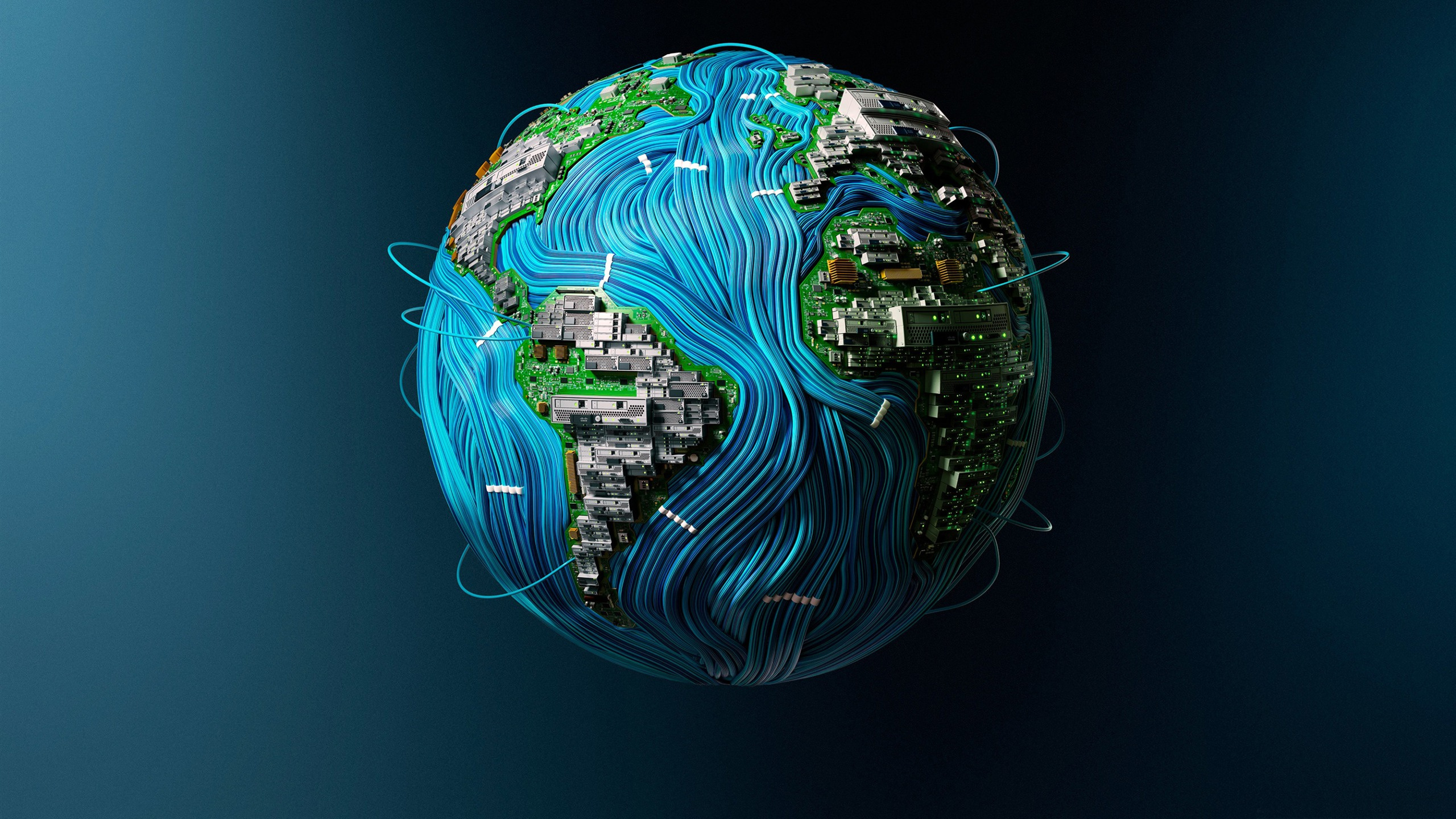 Blaugrüne Und Weiße Abstrakte Malerei. Wallpaper in 2560x1440 Resolution