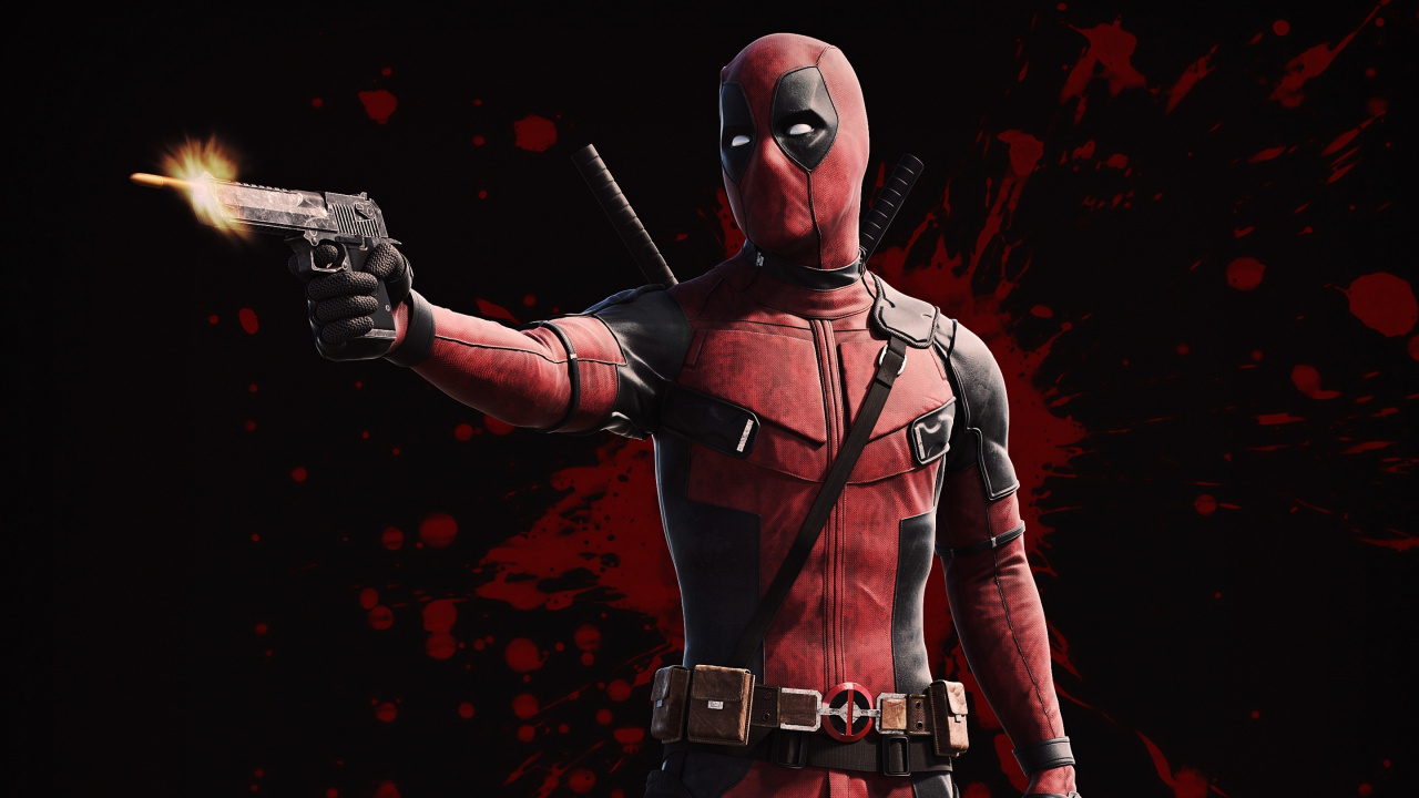 Mann im Rot-schwarzen Anzug Mit Schwarzem Gewehr. Wallpaper in 1280x720 Resolution