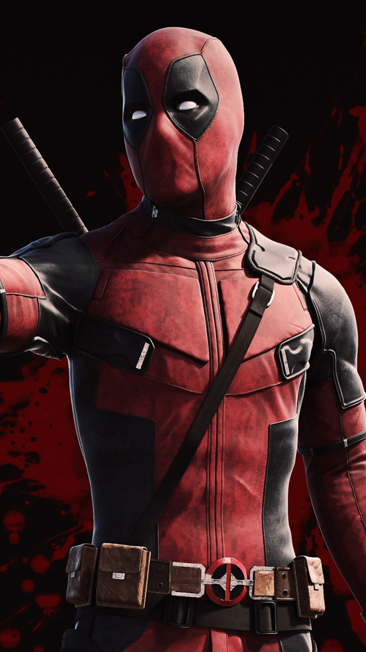 Mann im Rot-schwarzen Anzug Mit Schwarzem Gewehr. Wallpaper in 750x1334 Resolution