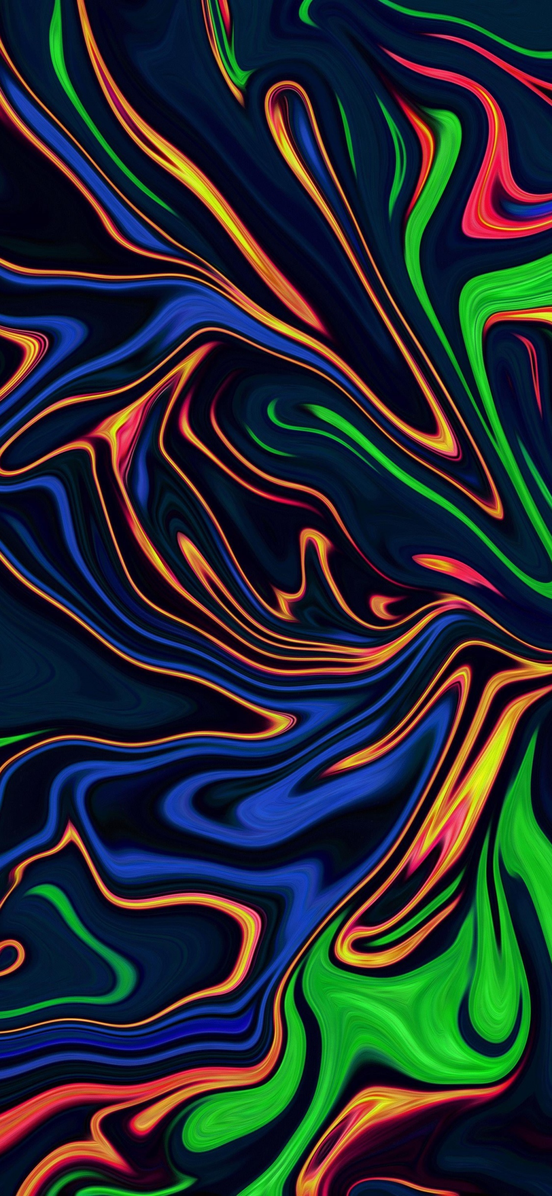 艺术, 液体, 矩形, 电蓝色的, 对称 壁纸 1125x2436 允许