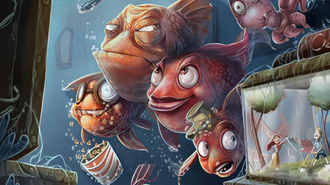 Dos Personajes de Dibujos Animados de Animales Rojos y Marrones. Wallpaper in 1280x720 Resolution