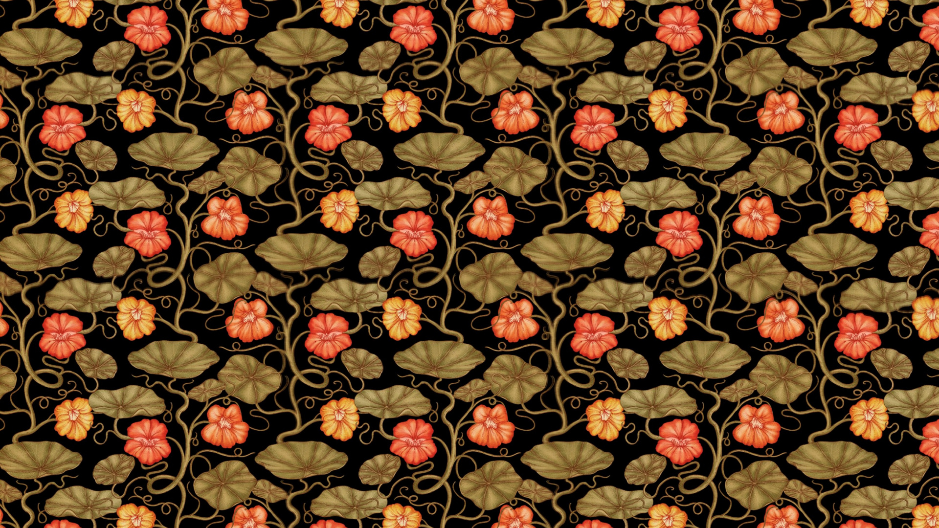 Textil Floral Rojo Amarillo y Negro. Wallpaper in 1920x1080 Resolution