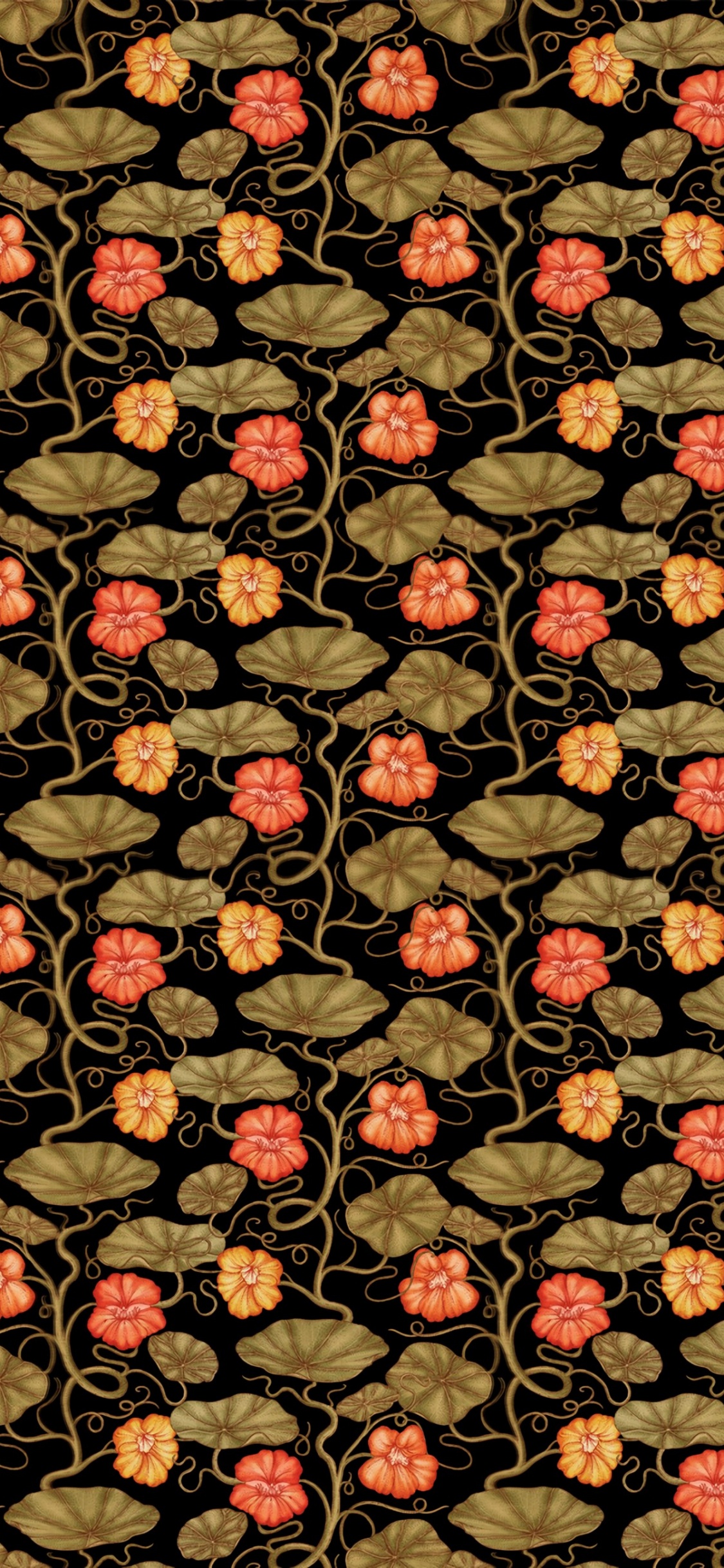 Red Yellow and Black Floral Textile. Wallpaper in 1125x2436 Resolution