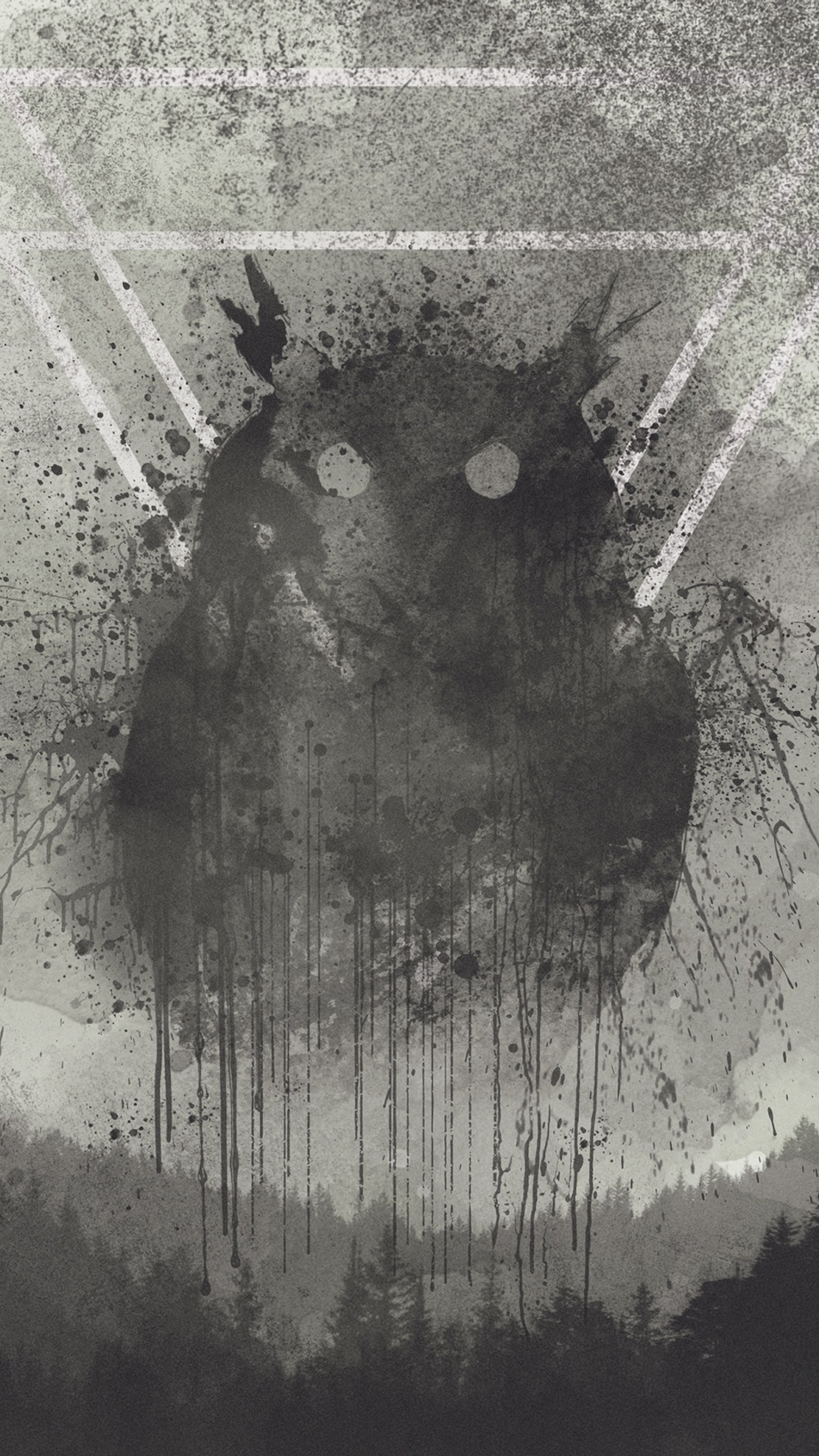 Peinture Abstraite en Noir et Blanc. Wallpaper in 1080x1920 Resolution