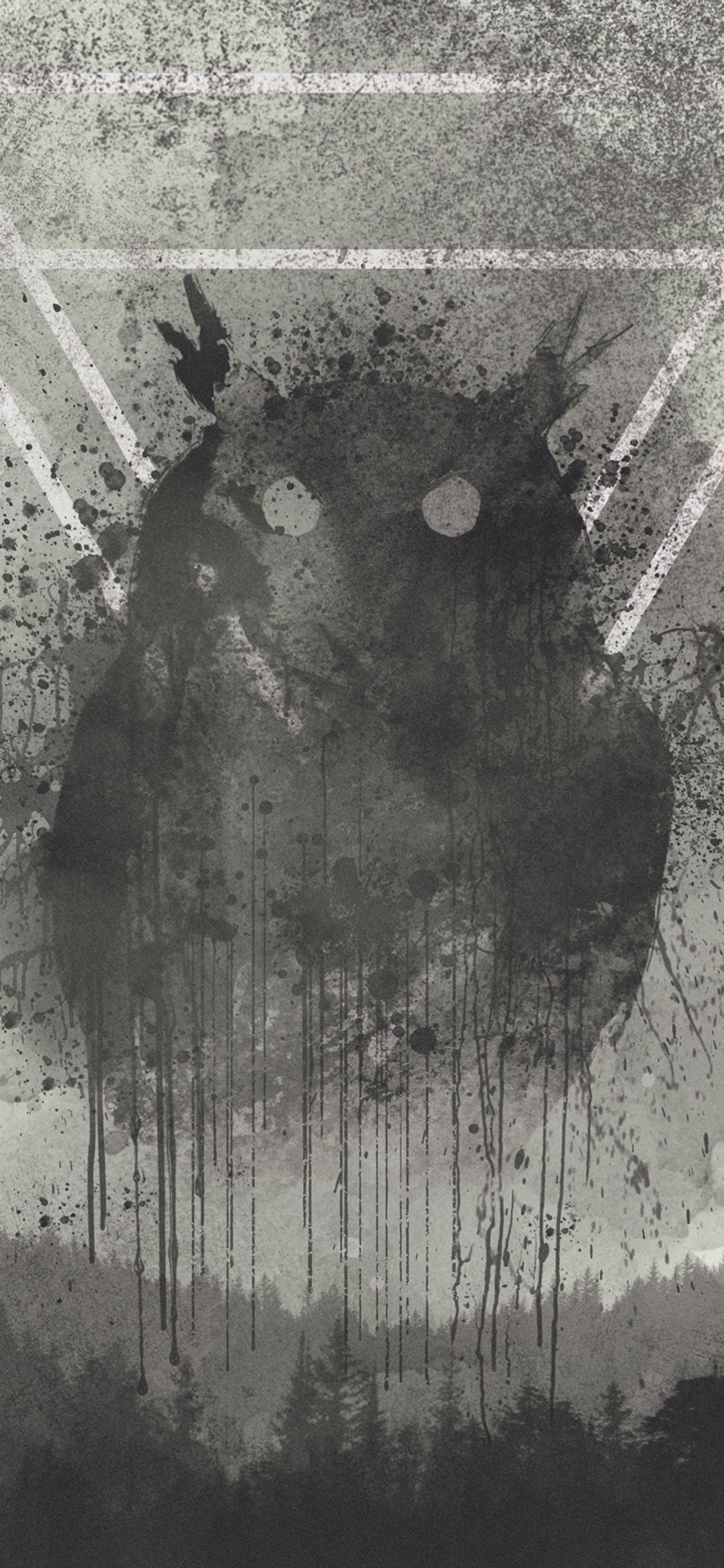 Black and White Abstract Painting. Wallpaper in 1125x2436 Resolution