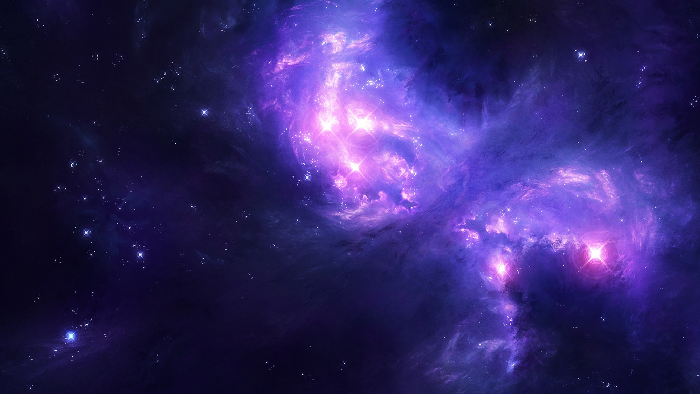 Ilustración de Galaxia Púrpura y Azul. Wallpaper in 1366x768 Resolution