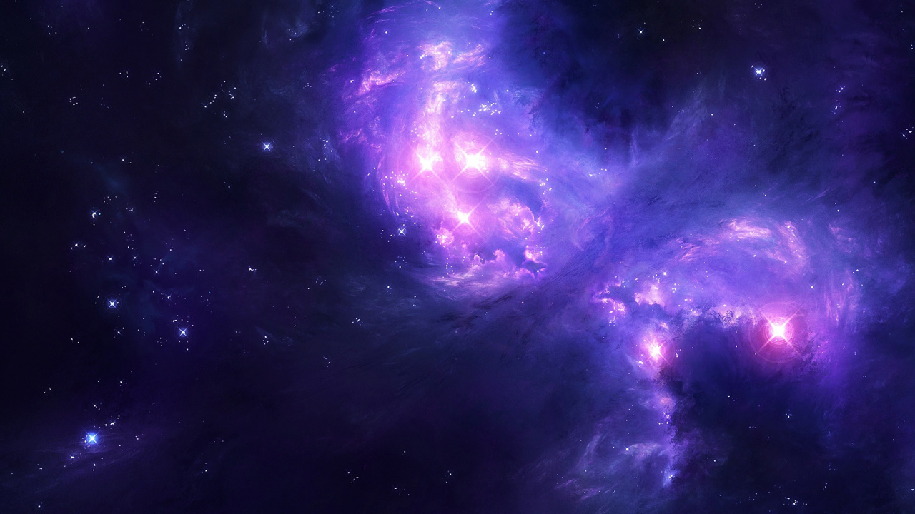Illustration de la Galaxie Violette et Bleue. Wallpaper in 1280x720 Resolution