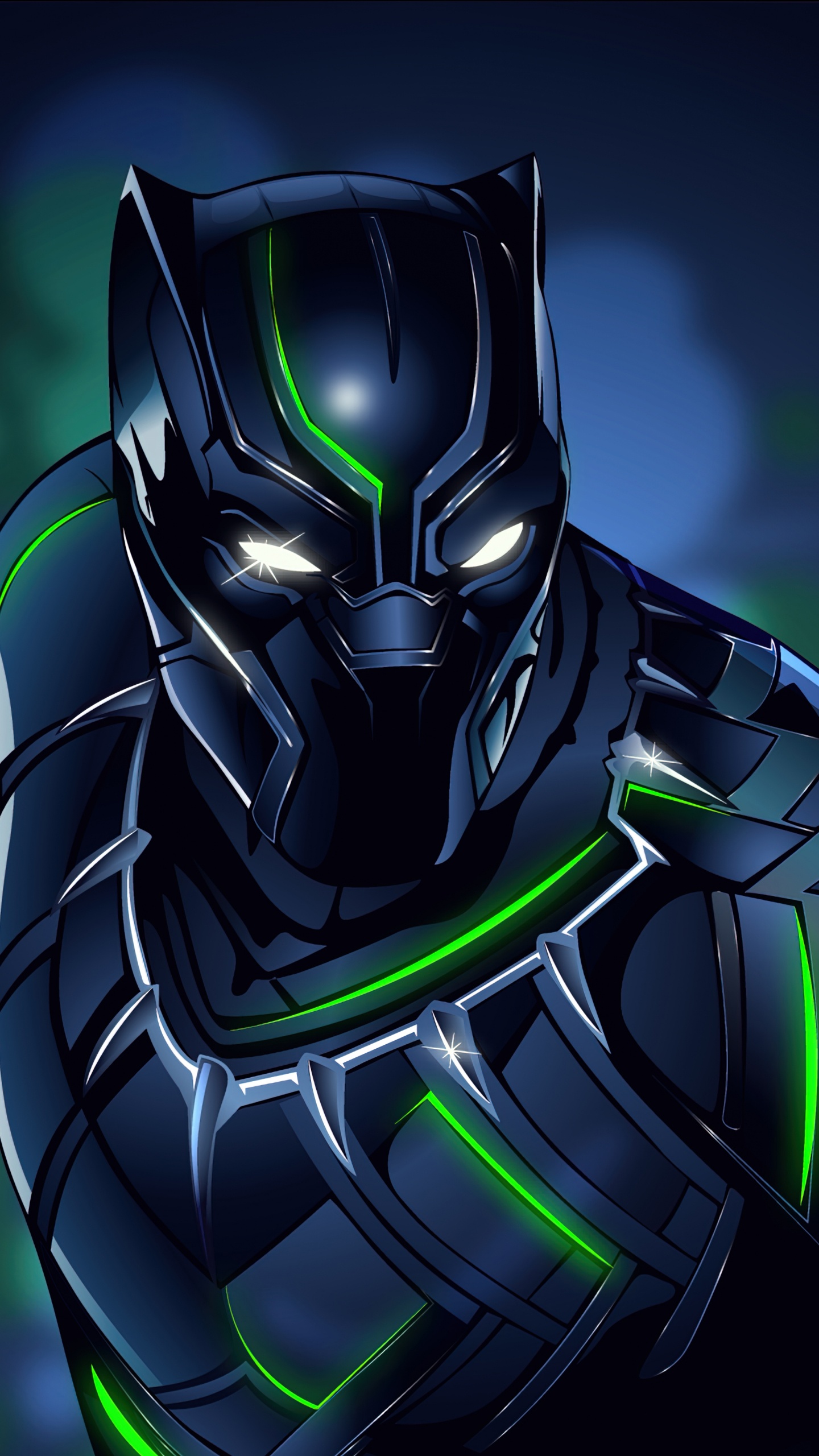 Black Panther, Superhelden, Illustration, Cartoon, Electric Blue. Wallpaper in 1440x2560 Resolution