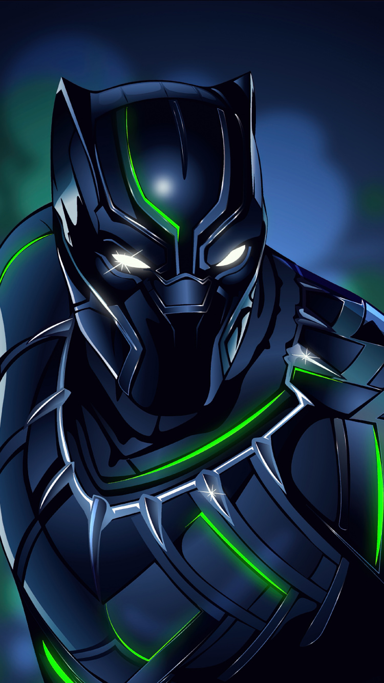 Black Panther, Superhelden, Illustration, Cartoon, Electric Blue. Wallpaper in 750x1334 Resolution