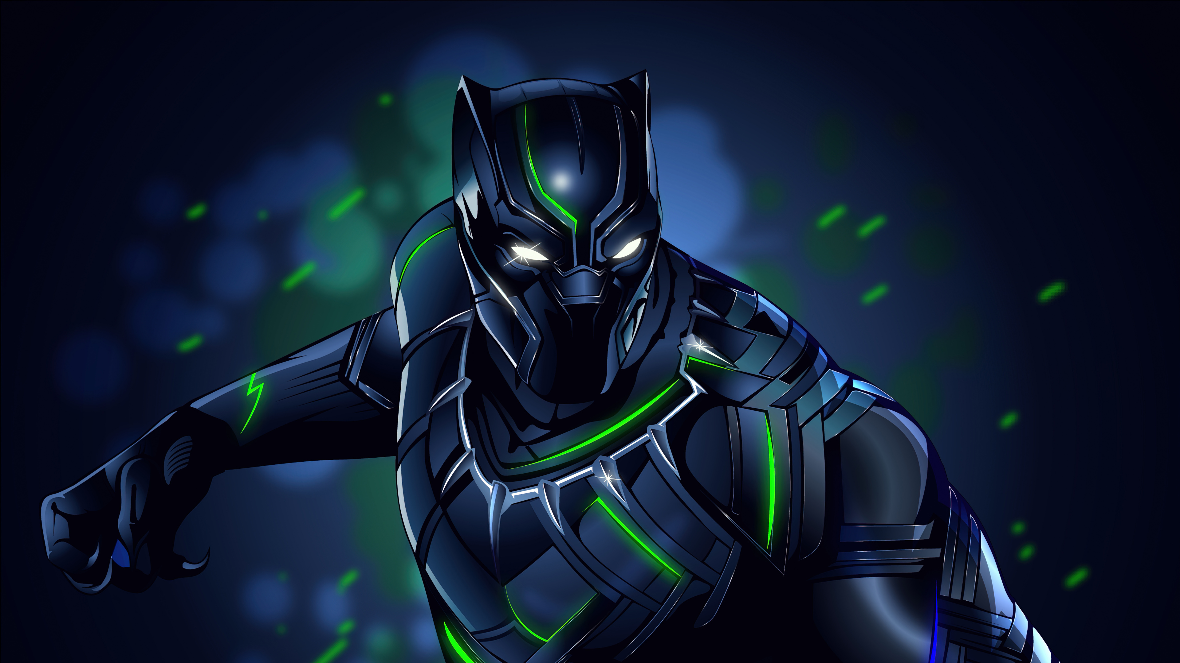 Black Panther, Superhero, Illustration, Cartoon, Electric Blue. Wallpaper in 3840x2160 Resolution
