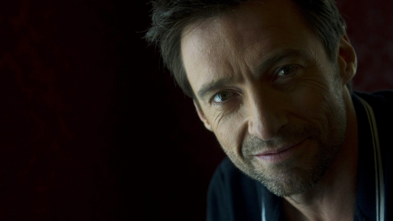 Hugh Jackman, Actor, Face, Chin, Portrait. Wallpaper in 1366x768 Resolution