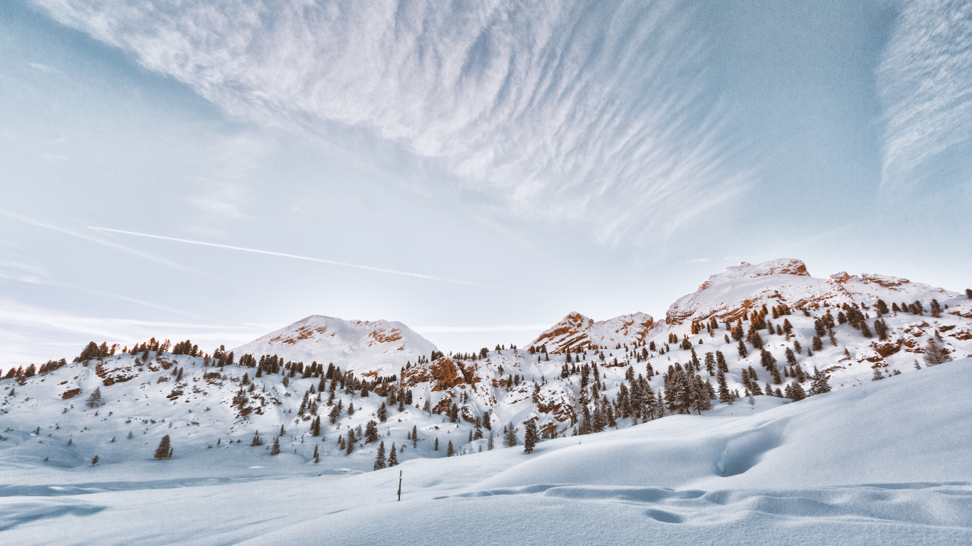 Winter Landscape, Winter, Landscape, Snow, Cloud. Wallpaper in 1366x768 Resolution