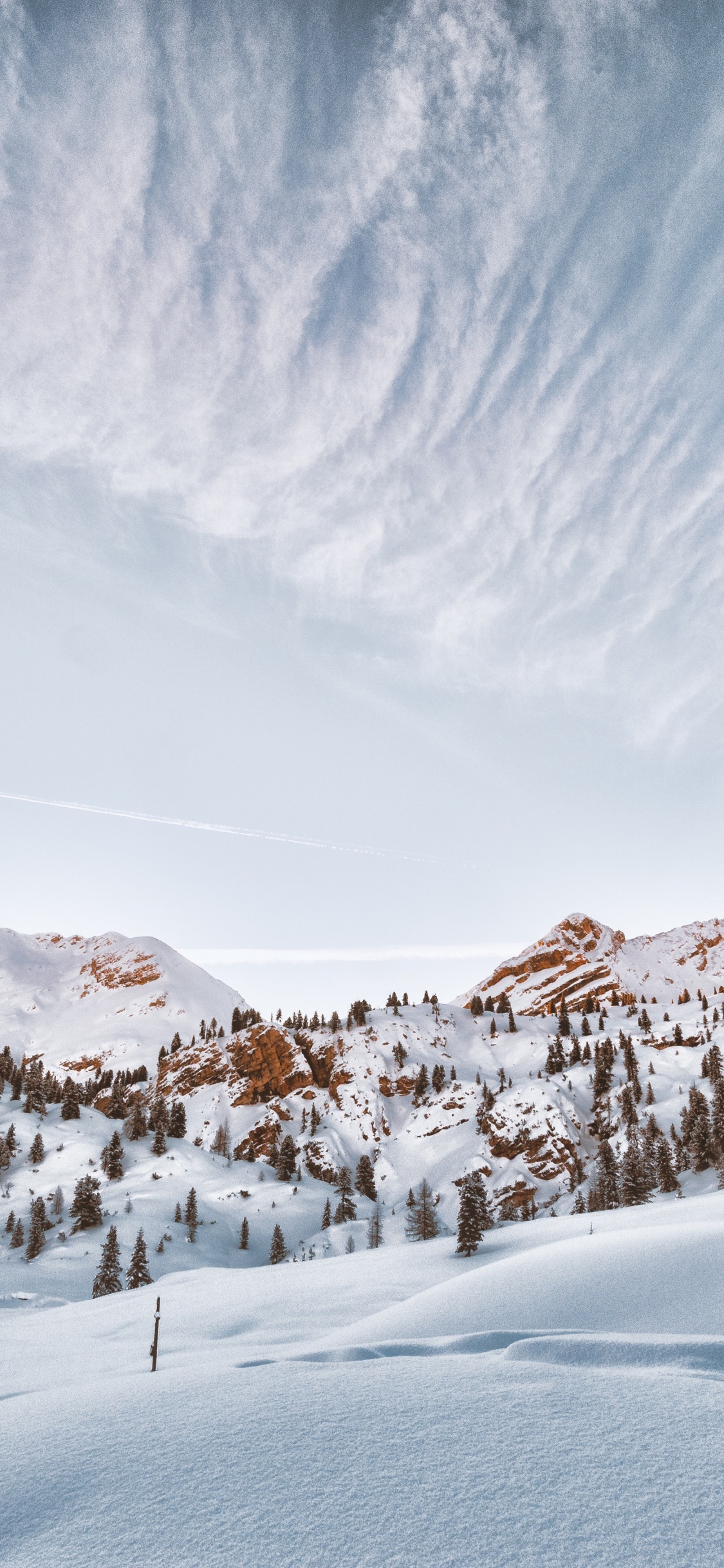 Winterlandschaft, Winter, Schnee, Cloud, Piste. Wallpaper in 1125x2436 Resolution