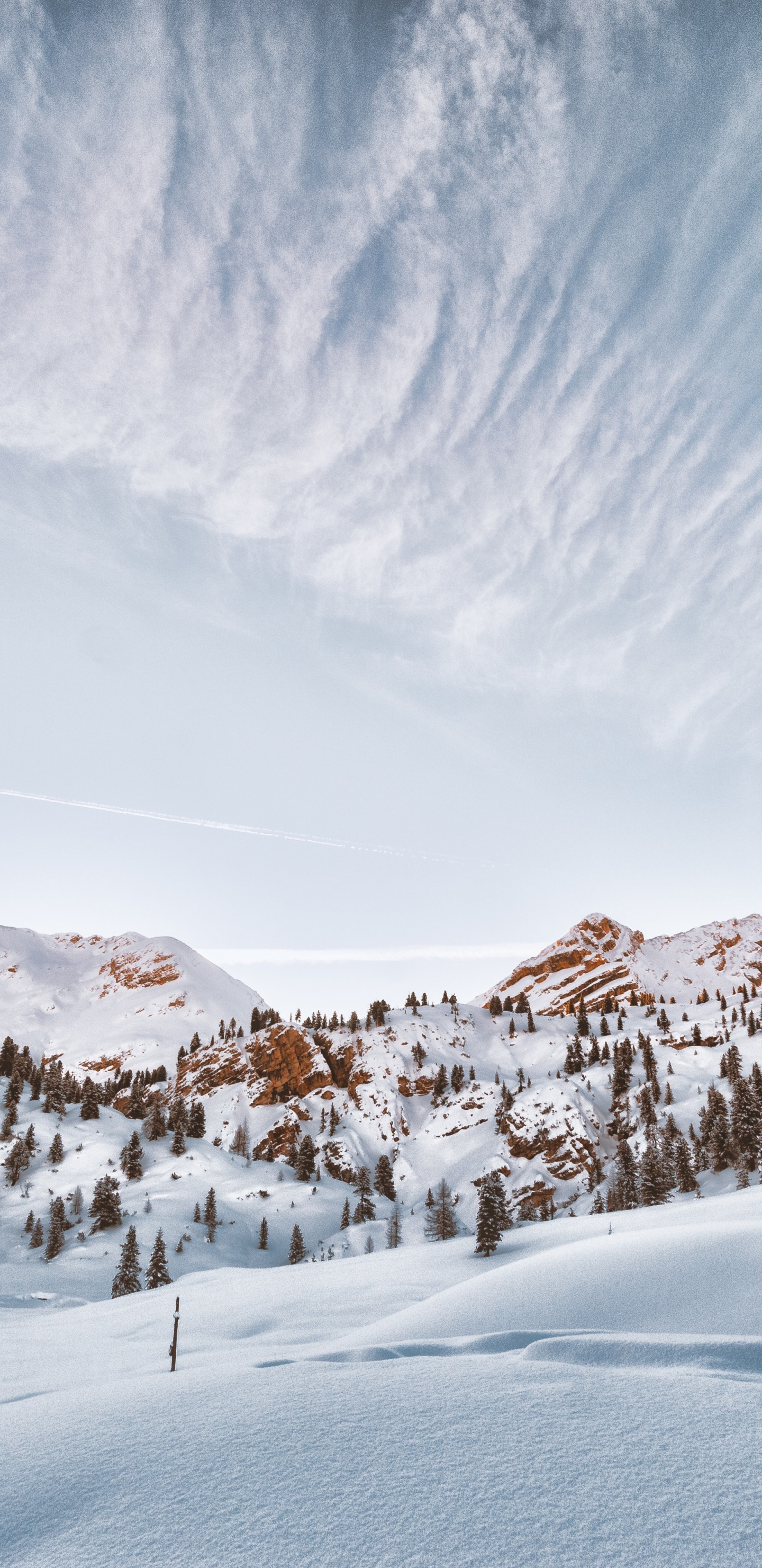 Winterlandschaft, Winter, Schnee, Cloud, Piste. Wallpaper in 1440x2960 Resolution