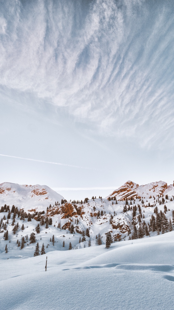 Winterlandschaft, Winter, Schnee, Cloud, Piste. Wallpaper in 720x1280 Resolution