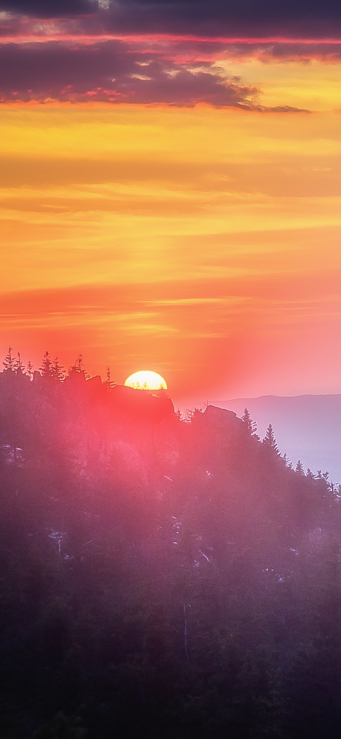 Bergkette, Morgen, Sonnenaufgang, Natur, Cloud. Wallpaper in 1125x2436 Resolution