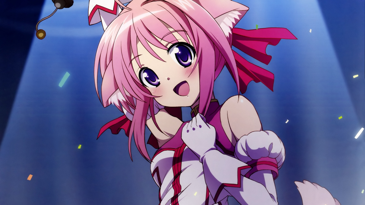 Girl in White Red and Blue Striped Dress Anime Character. Wallpaper in 1280x720 Resolution