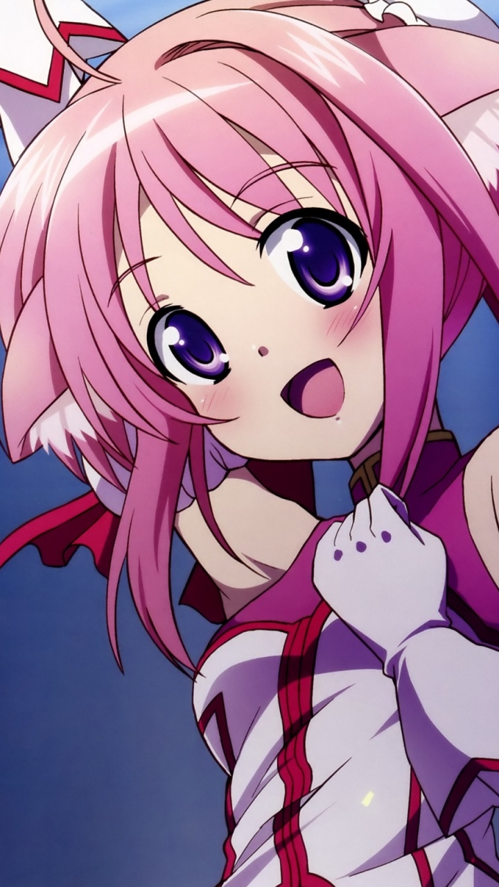 Girl in White Red and Blue Striped Dress Anime Character. Wallpaper in 720x1280 Resolution