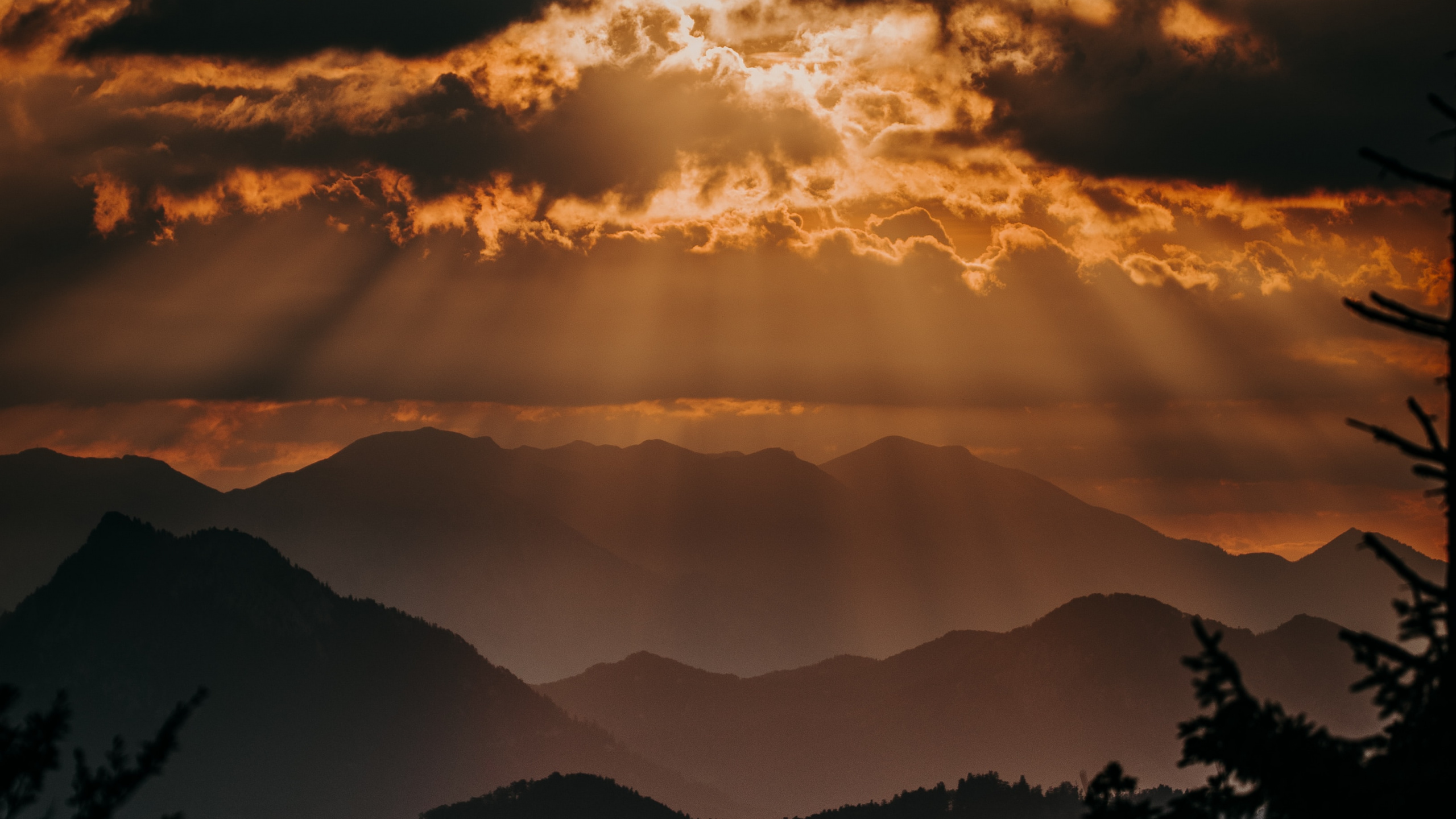 Naturaleza, Afterglow, Puesta, Ambiente, Noche. Wallpaper in 2560x1440 Resolution