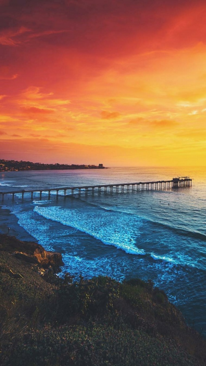 Playa Del Océano, Playa Del Pacífico, Mission Beach, Playa, Puesta. Wallpaper in 720x1280 Resolution