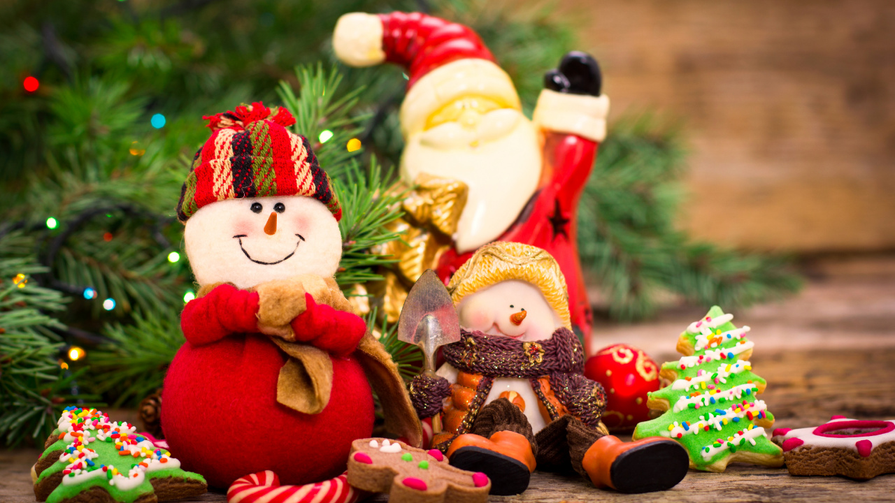 Le Jour De Noël, Santa Claus, Arbre de Noël, Ornement de Noël, Décoration de Noël. Wallpaper in 1280x720 Resolution