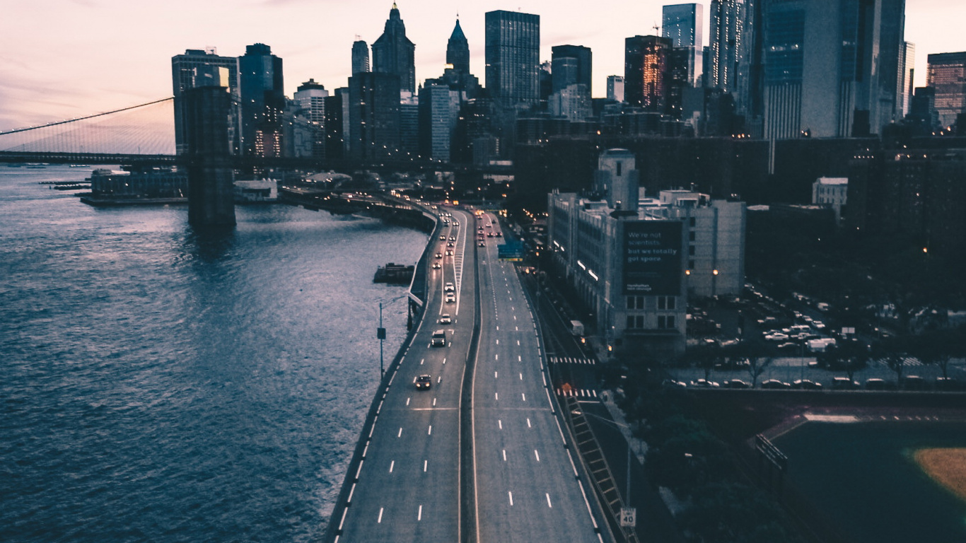 Brooklyn, City, Cloud, Water, Building. Wallpaper in 1366x768 Resolution