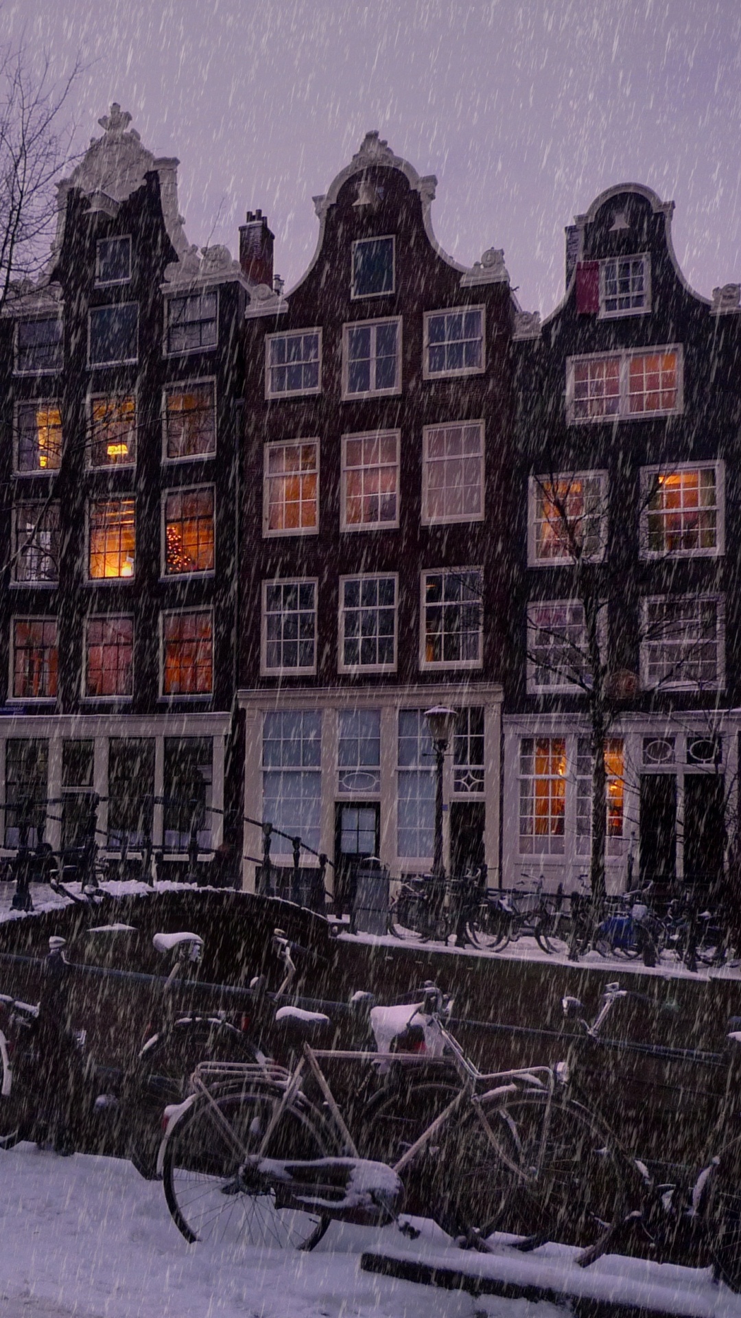 冬天, 城市, 晚上, 大都会, 阿姆斯特丹 壁纸 1080x1920 允许