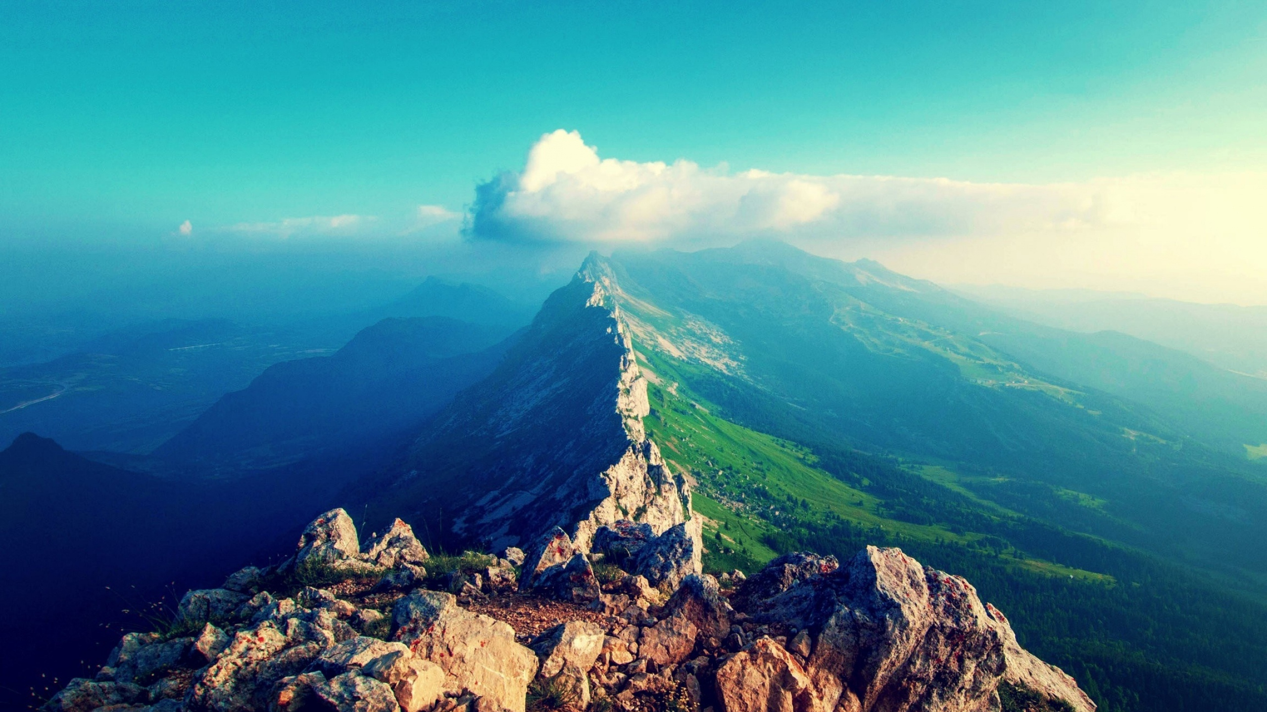 Green Mountain Under Blue Sky During Daytime. Wallpaper in 2560x1440 Resolution