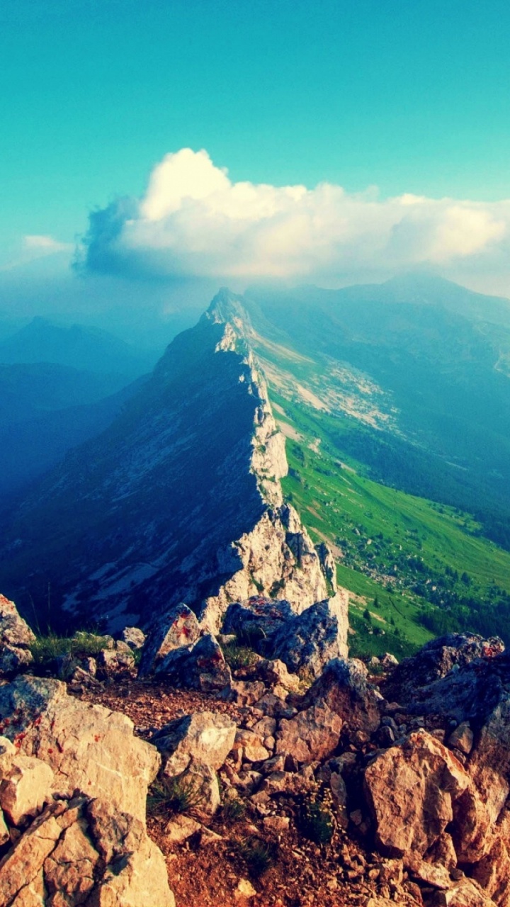 Green Mountain Under Blue Sky During Daytime. Wallpaper in 720x1280 Resolution
