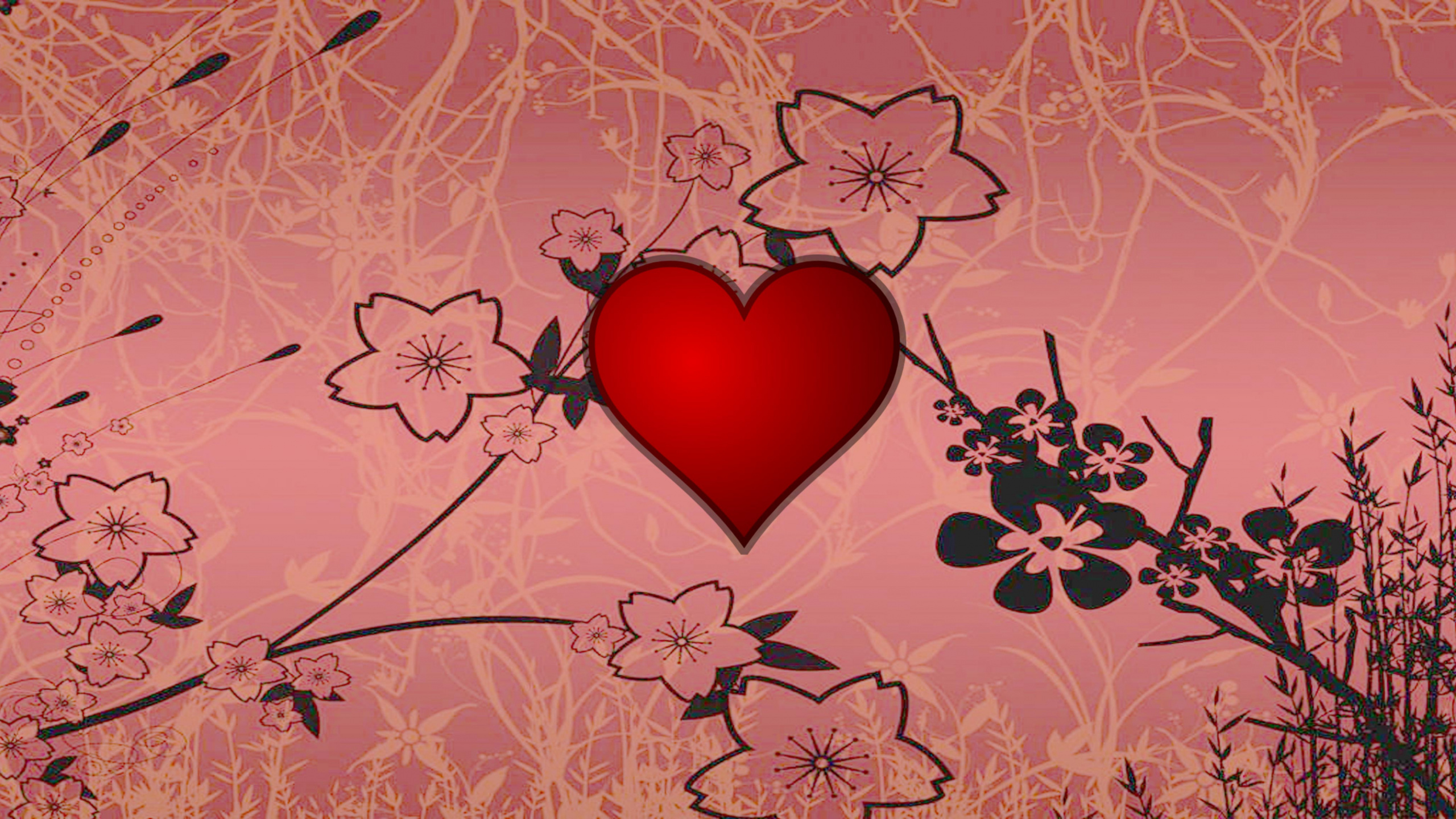 Herzen, Liebe, Valentines Tag, Pink, Branch. Wallpaper in 2560x1440 Resolution