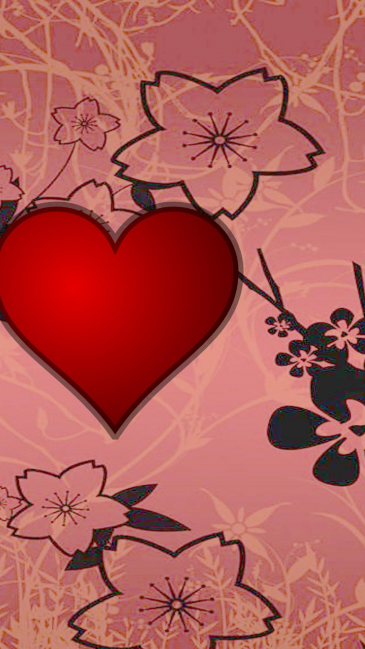 Heart, Love, Valentines Day, Pink, Branch. Wallpaper in 720x1280 Resolution