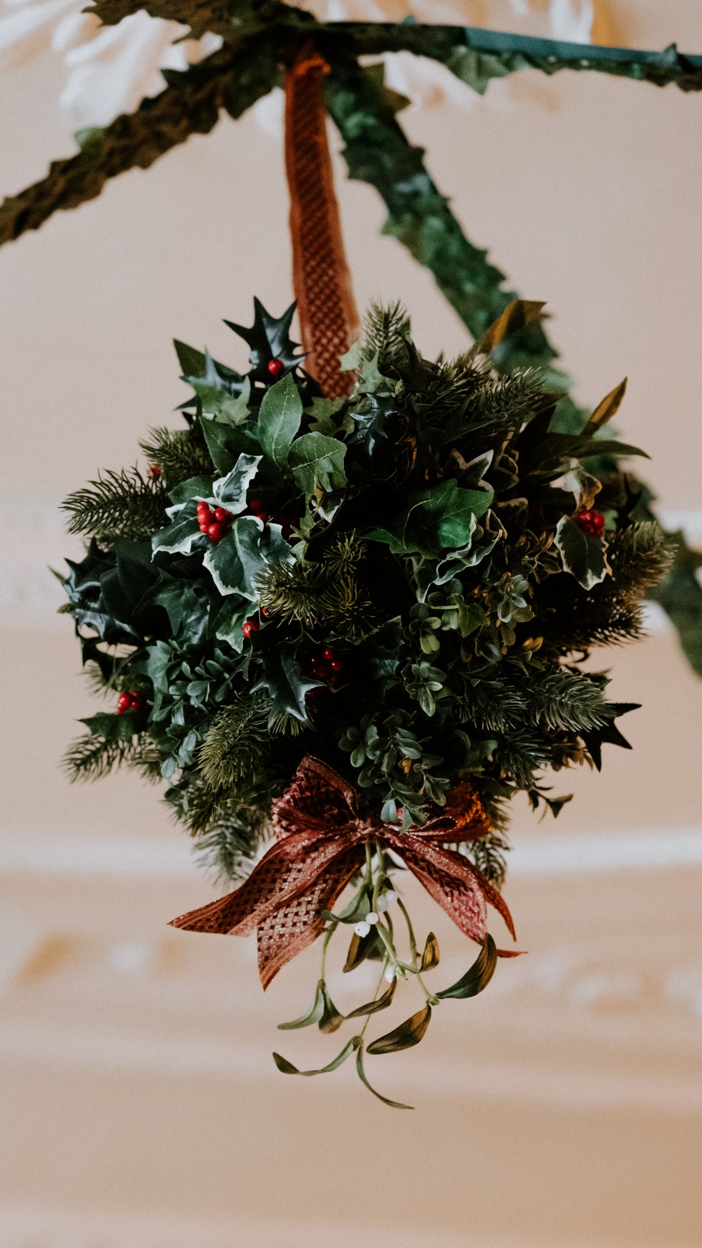 Sapin de Noël Vert et Rouge. Wallpaper in 1440x2560 Resolution