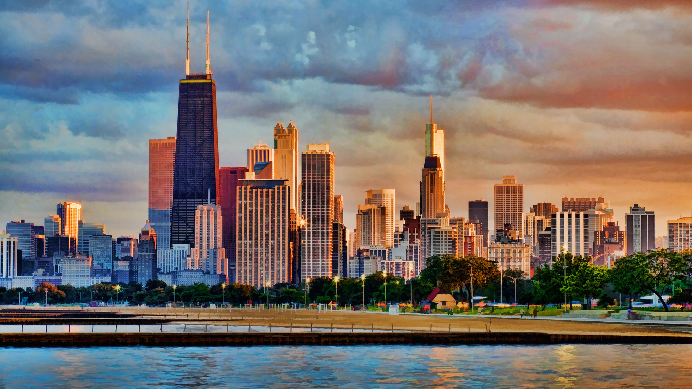 City Skyline Under Cloudy Sky During Daytime. Wallpaper in 1366x768 Resolution