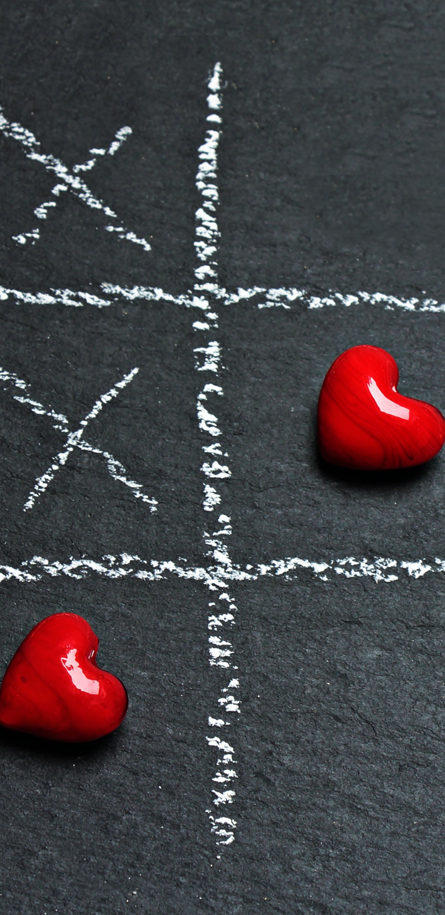 Red Heart Shaped Ornament on Gray Textile. Wallpaper in 1440x2960 Resolution