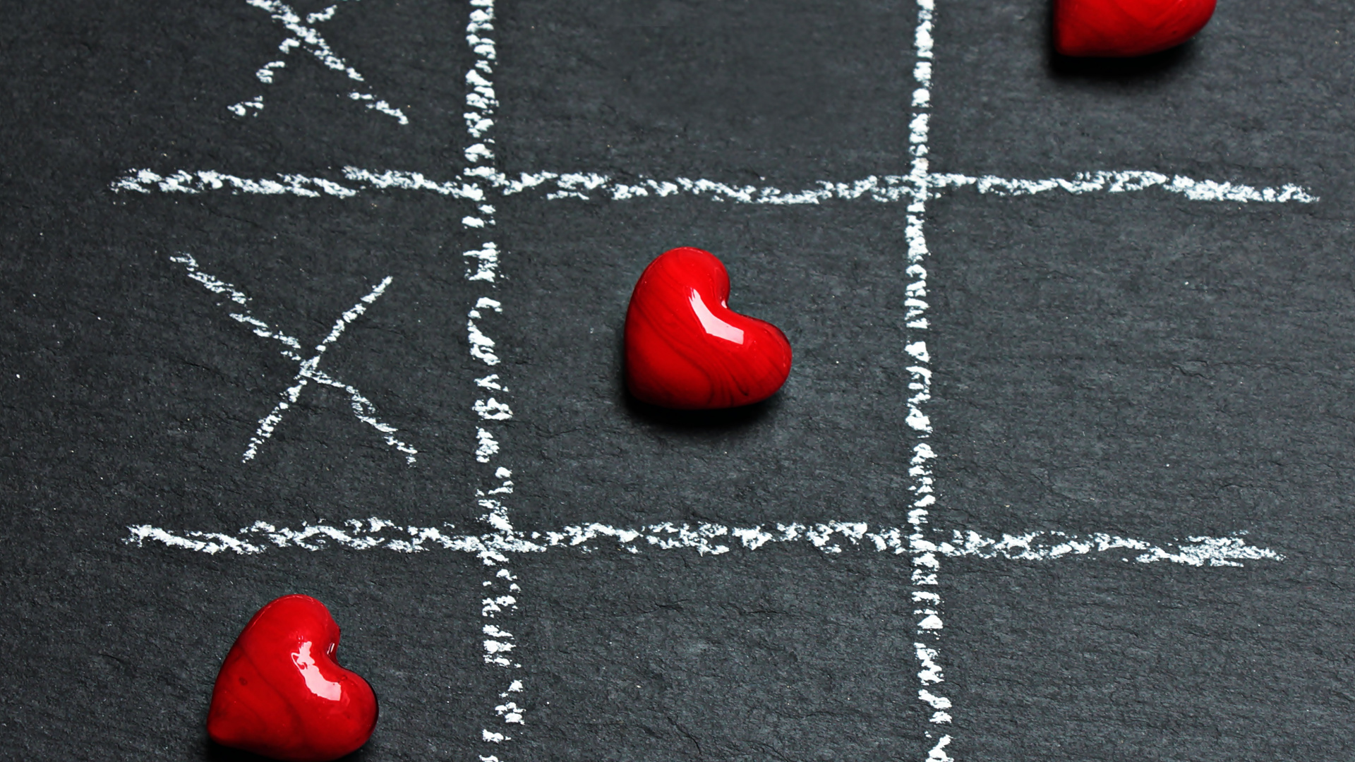 Red Heart Shaped Ornament on Gray Textile. Wallpaper in 1920x1080 Resolution