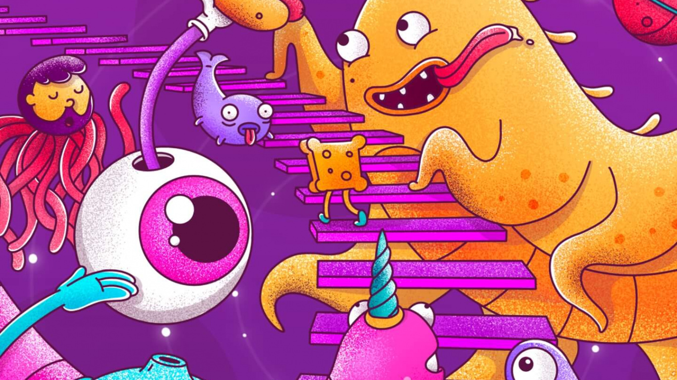 Caricatura, Luz, Morado, Arte, Rosa. Wallpaper in 1366x768 Resolution