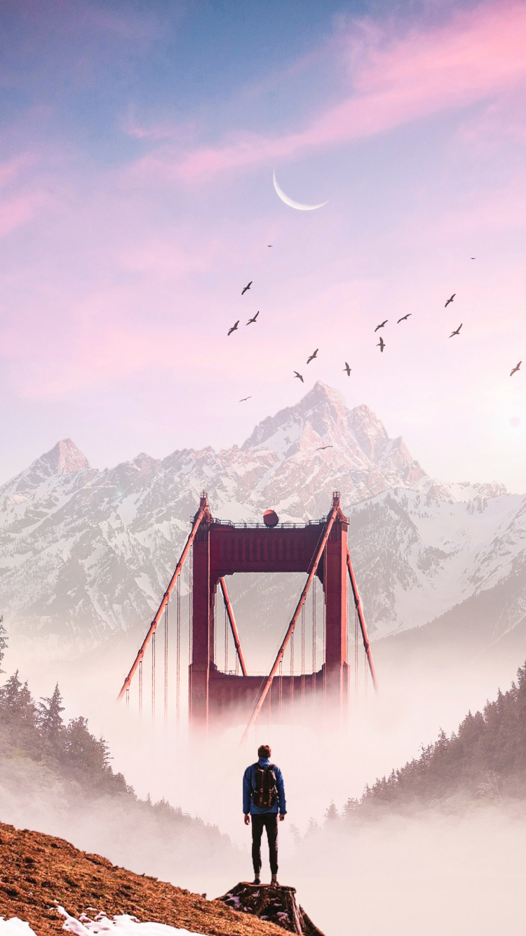 Cloud, Vogel, Natur, Schnee, Hochland. Wallpaper in 750x1334 Resolution