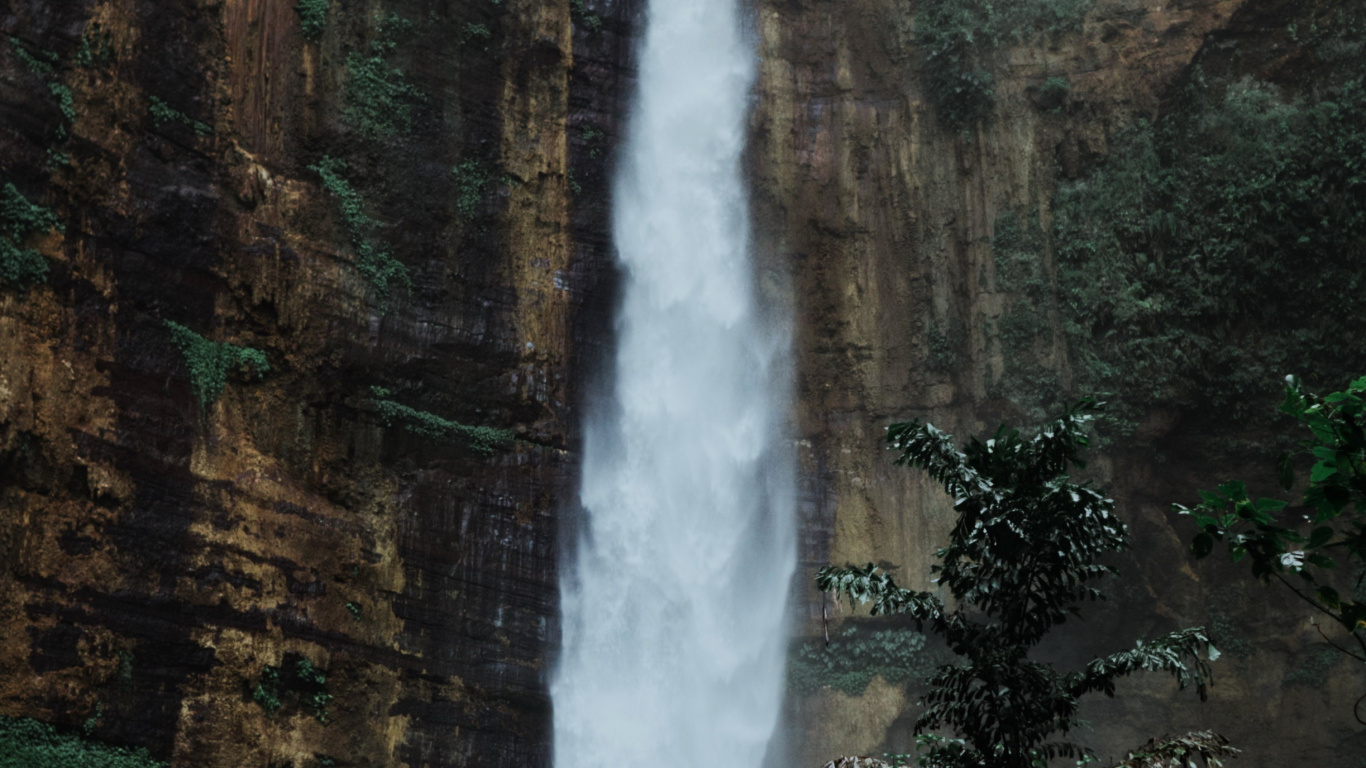 Blauer Wasserfall Aus Baumwolle, Wasserfall, Wasser, Naturlandschaft, Flüssigkeit. Wallpaper in 1366x768 Resolution
