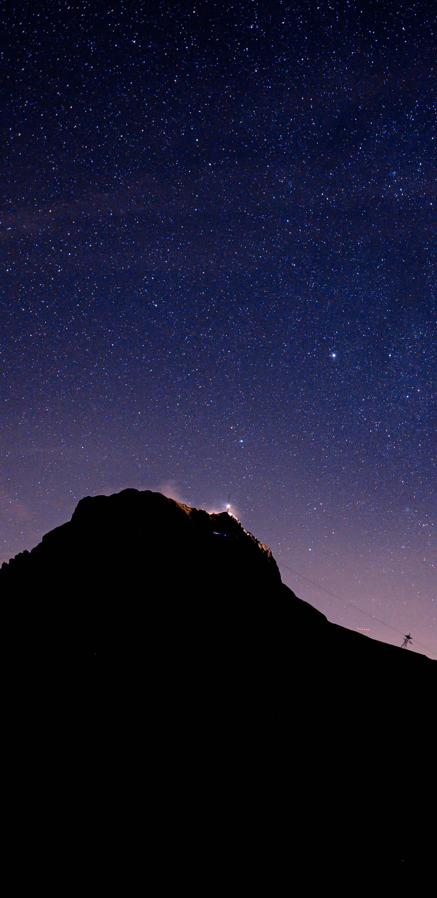 Night, Mountain, Black, Blue, Mountainous Landforms. Wallpaper in 1440x2960 Resolution