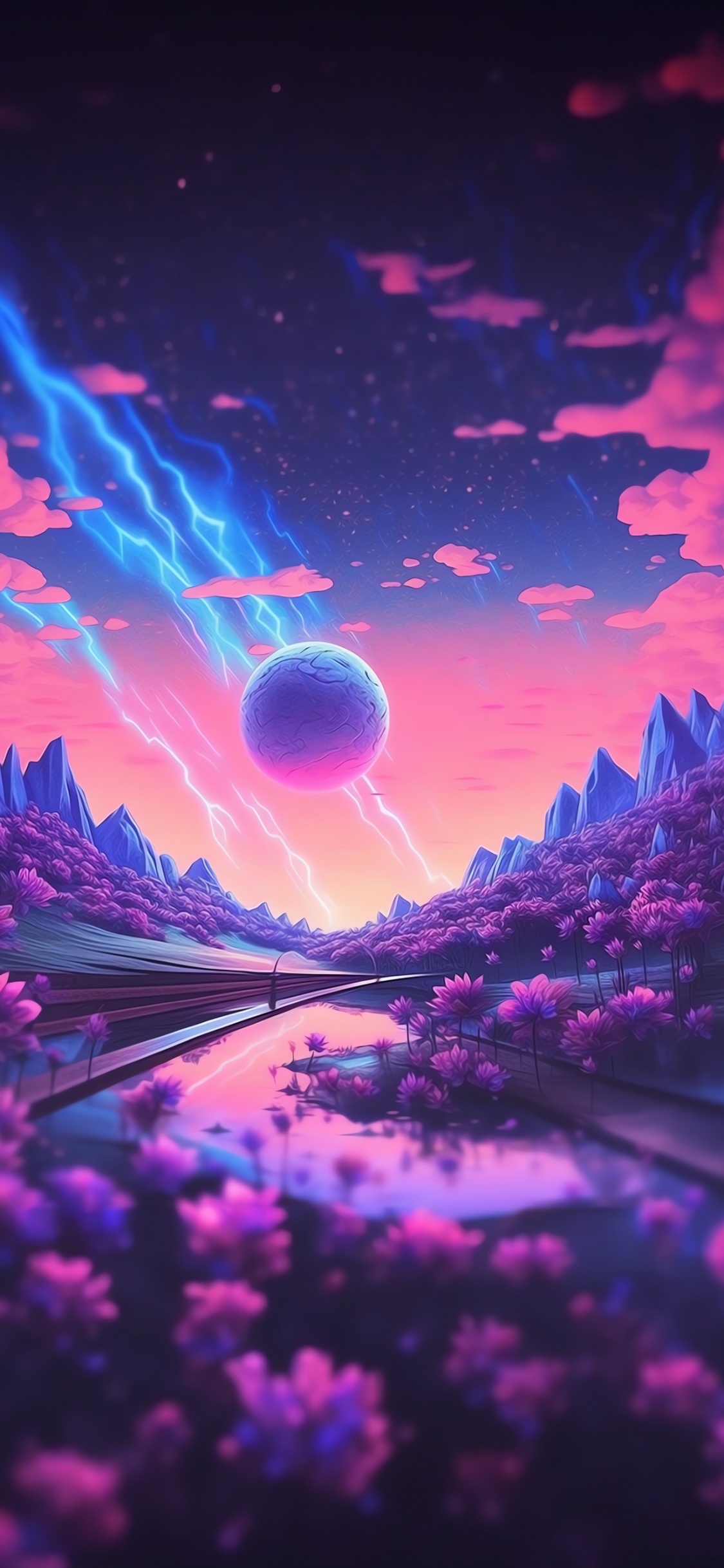 Afterglow, Teléfono, Diseño Gráfico, Agua, Ambiente. Wallpaper in 1125x2436 Resolution