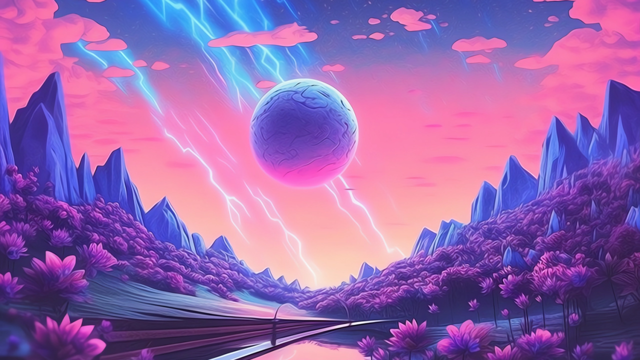 Afterglow, Telephone, Painting, Graphic Design, Water. Wallpaper in 1280x720 Resolution