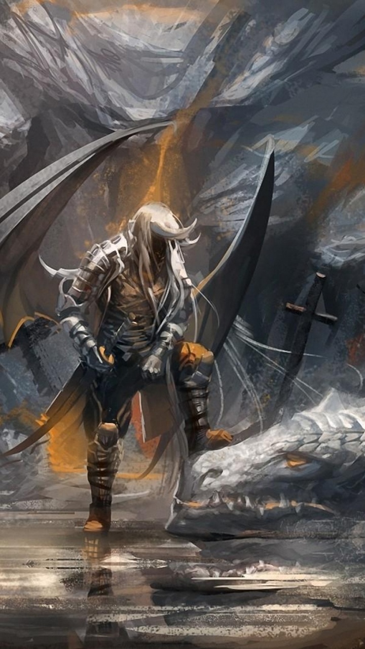 Dragon, Mythology, Painting, Battle, cg Artwork. Wallpaper in 720x1280 Resolution