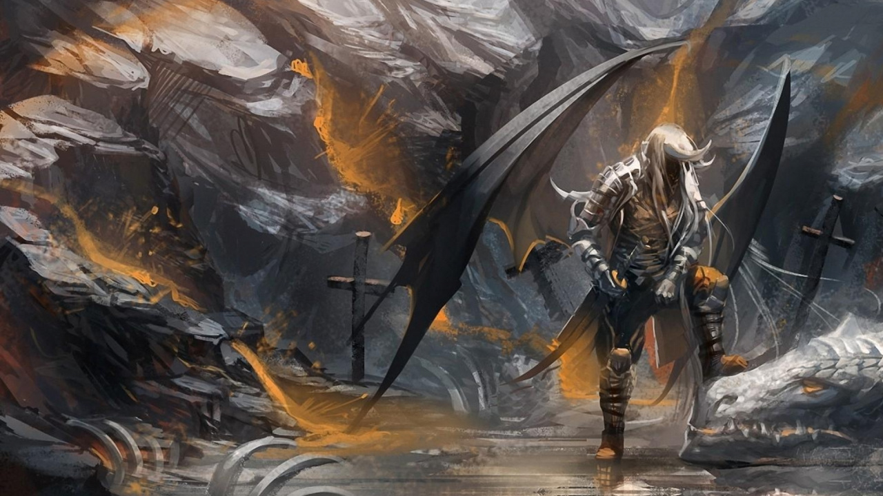 Dragon, Mythologie, Malerei, Schlacht, cg Artwork. Wallpaper in 1280x720 Resolution